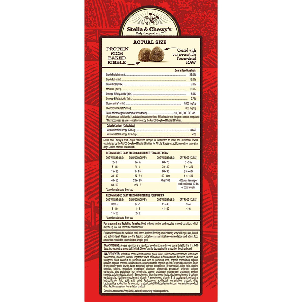 Stella &amp; Chewy&#39;s Kibble Raw Coated Whitefish Dog Food
