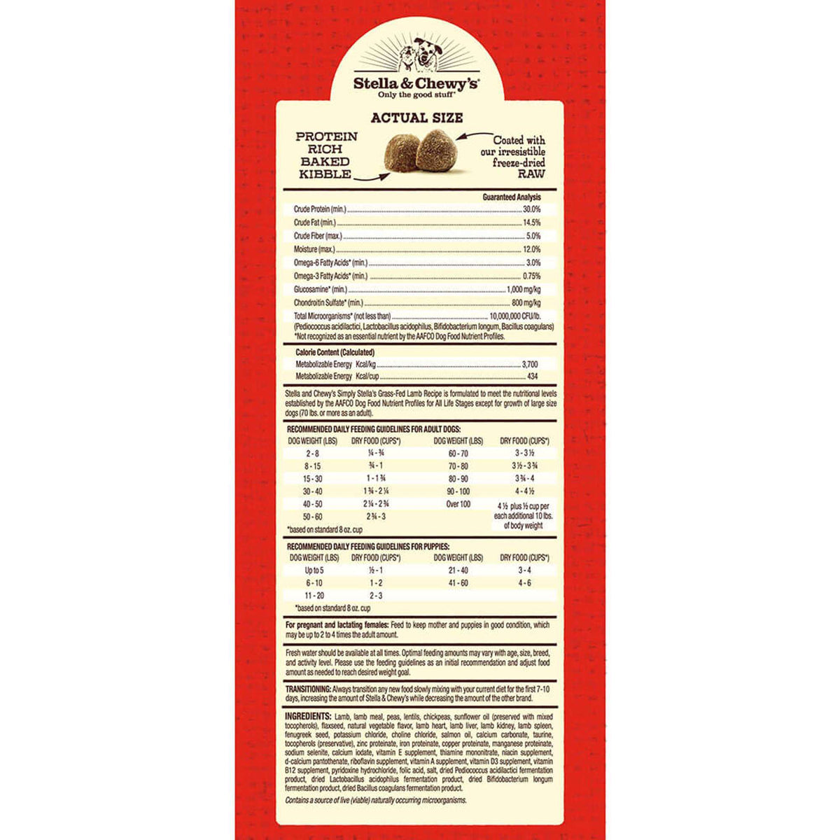 Stella &amp; Chewy&#39;s Kibble Raw Coated Lamb Dog Food