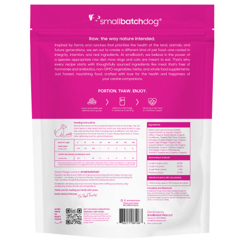Small Batch Rabbit Patties Frozen Raw Dog Food