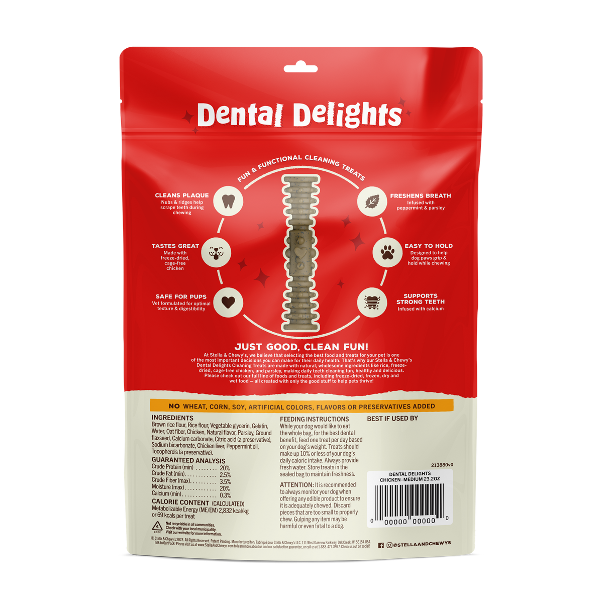 Stella &amp; Chewy&#39;s Dental Delights Medium Dog Chews