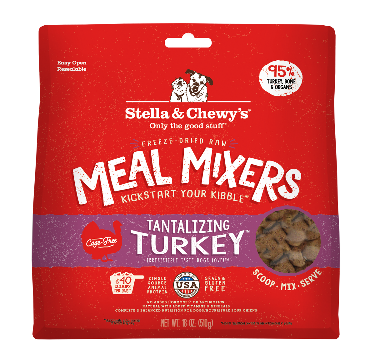 Stella &amp; Chewy&#39;s Freeze-Dried Raw Tantalizing Turkey Meal Mixers Dog Food Topper