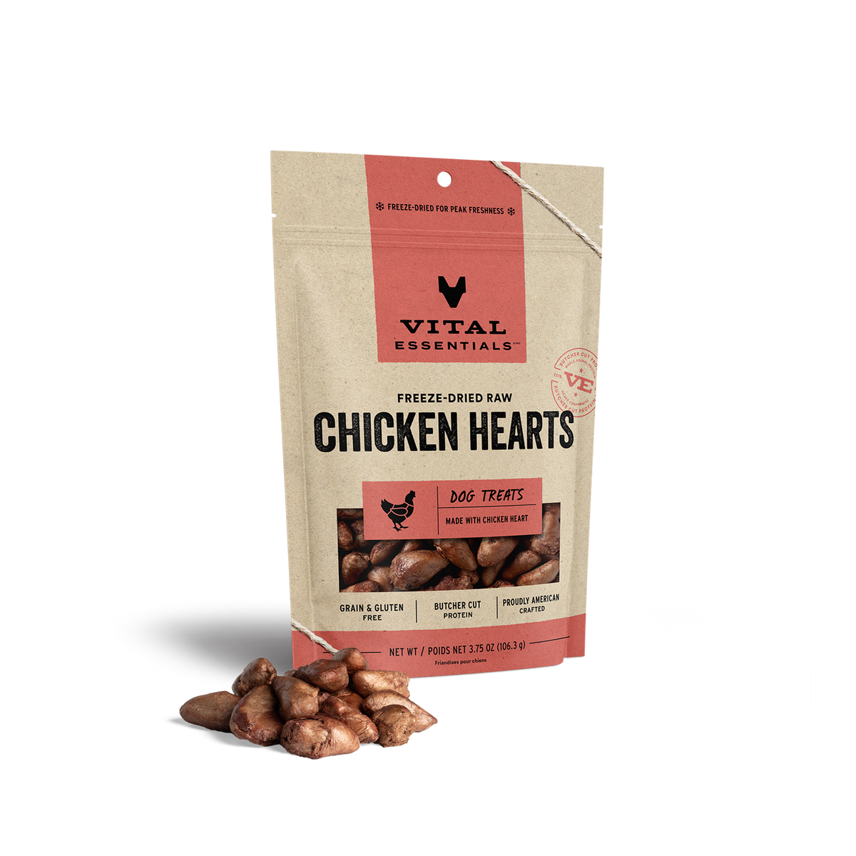 Vital Essentials Freeze-Dried Raw Chicken Hearts Dog Treats