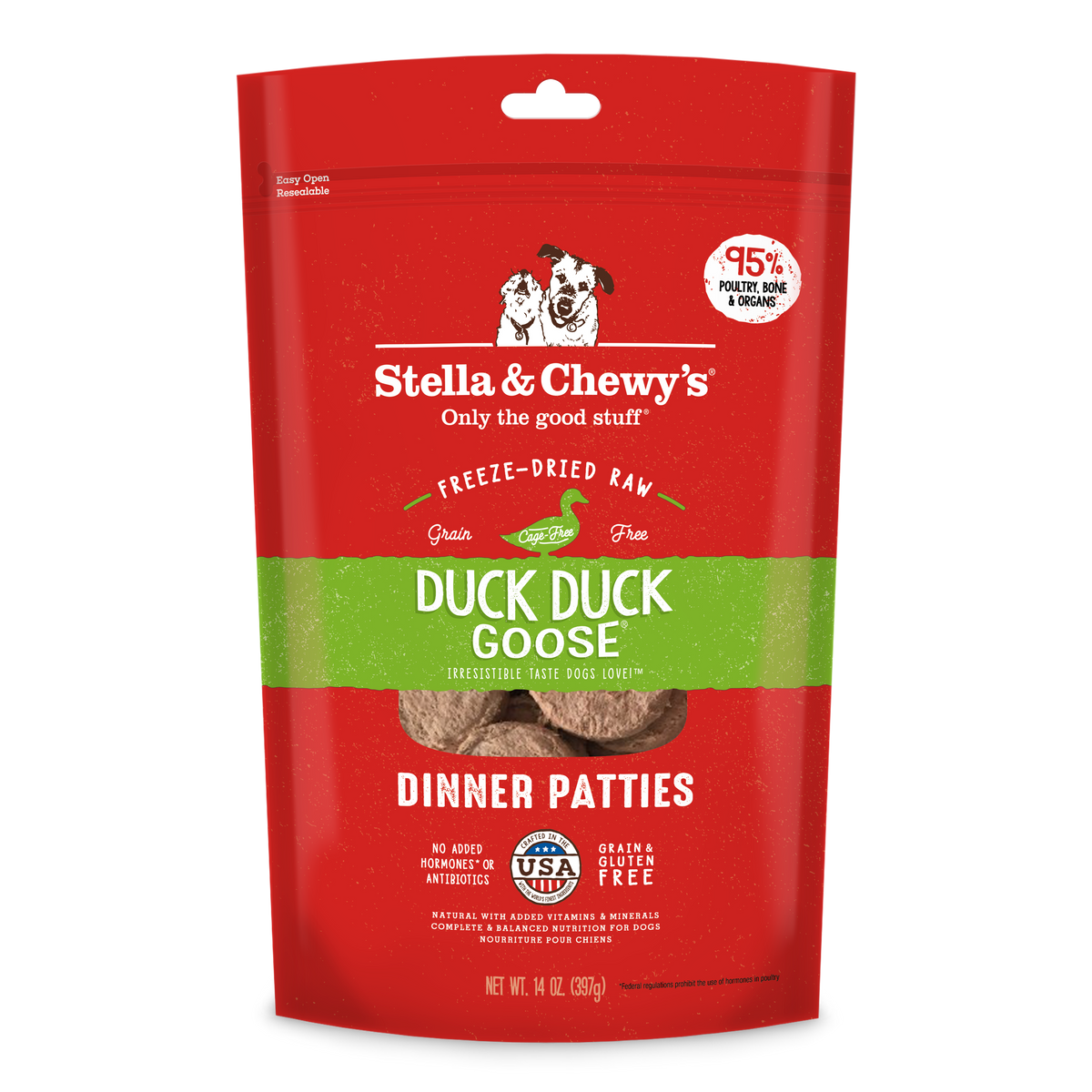 Stella &amp; Chewy&#39;s Freeze-Dried Raw Duck Duck Goose Dinner Patties Dog Food