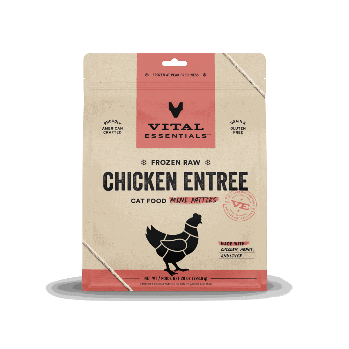 Vital Essentials Frozen Chicken Mini Patties Raw Cat Food
