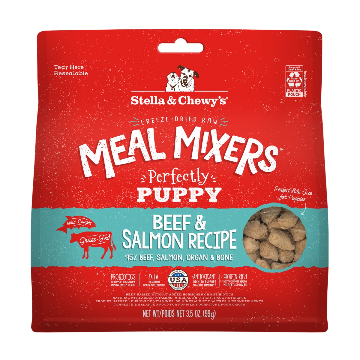 Stella &amp; Chewy&#39;s Freeze-Dried Raw Puppy Beef and Salmon Meal Mixers Dog Food Topper