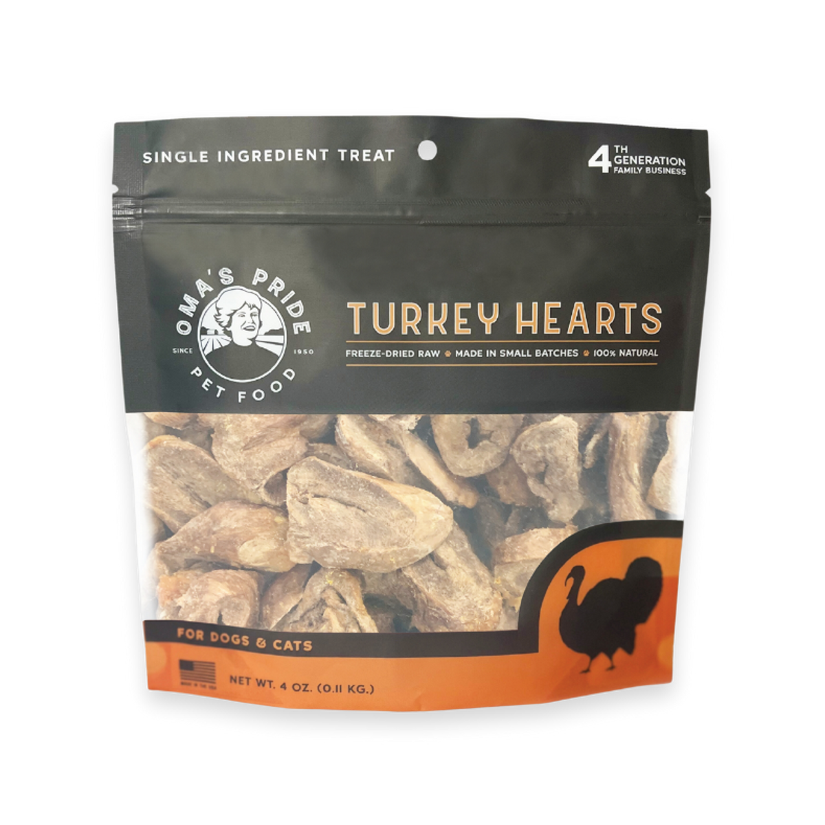 Oma&#39;s Pride Freeze-Dried Raw Turkey Hearts Dog &amp; Cat Treats