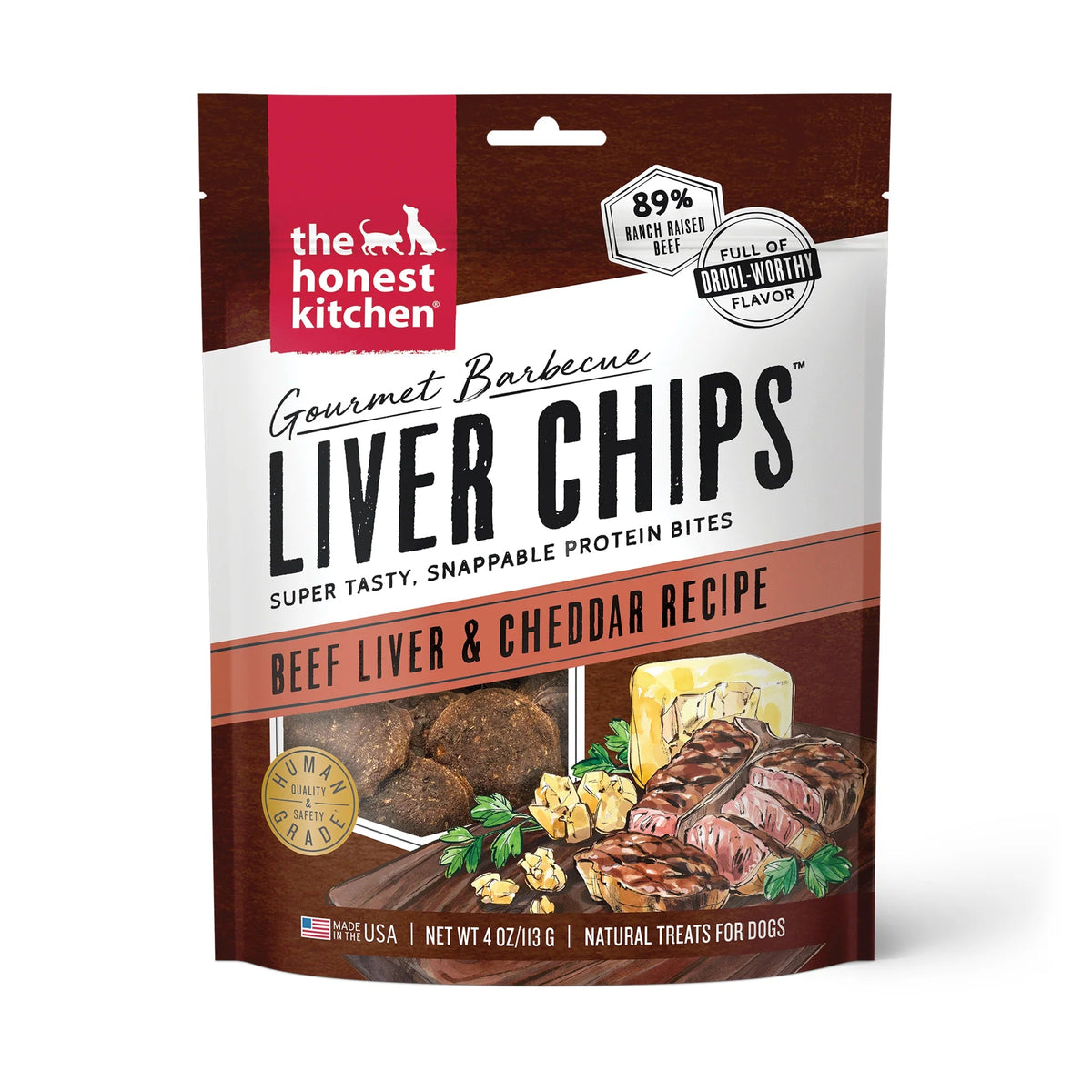 The Honest Kitchen Gourmet Barbeque Liver Chips Beef Liver &amp; Cheddar Dog Treats