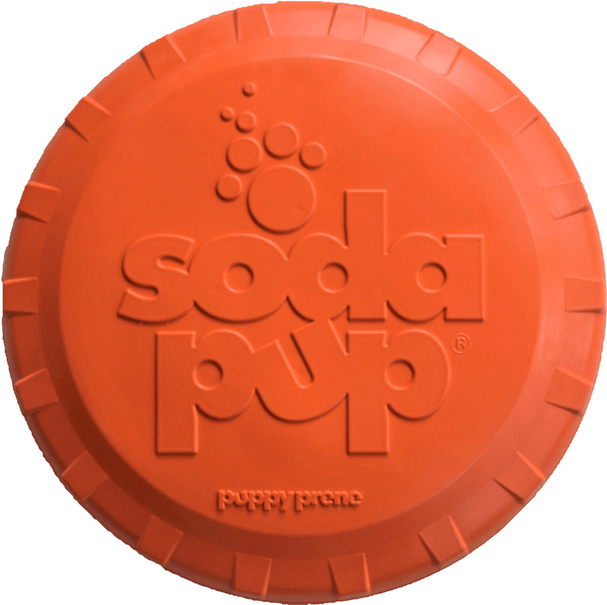 SodaPup Bottle Top Flyer Durable Rubber Retrieving Frisbee - Orange