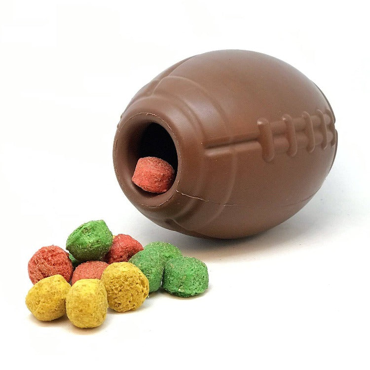 SodaPup Football Durable Rubber Chew Toy and Treat Dispenser