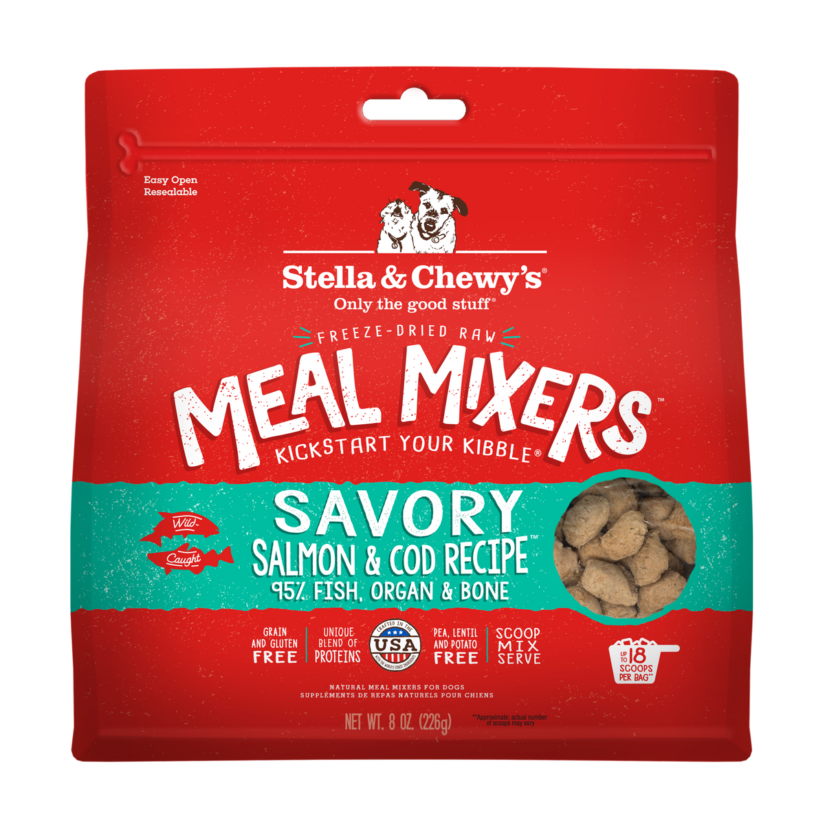Stella &amp; Chewy&#39;s Freeze-Dried Raw Savory Salmon &amp; Cod Meal Mixers Dog Food Topper