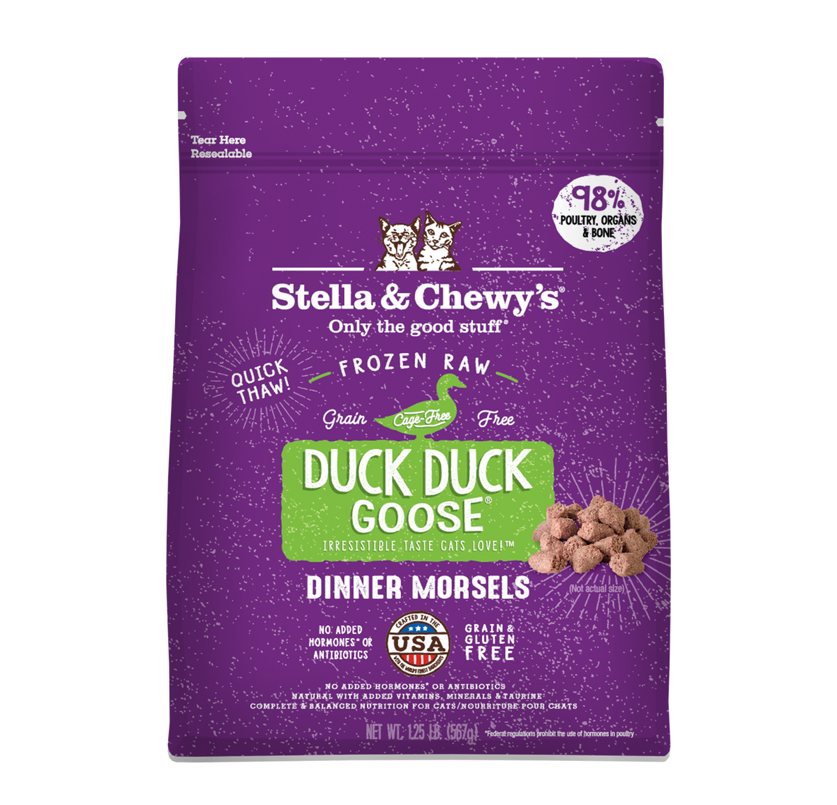 Stella &amp; Chewy&#39;s Frozen Raw Duck Duck Goose Dinner Morsels Cat Food