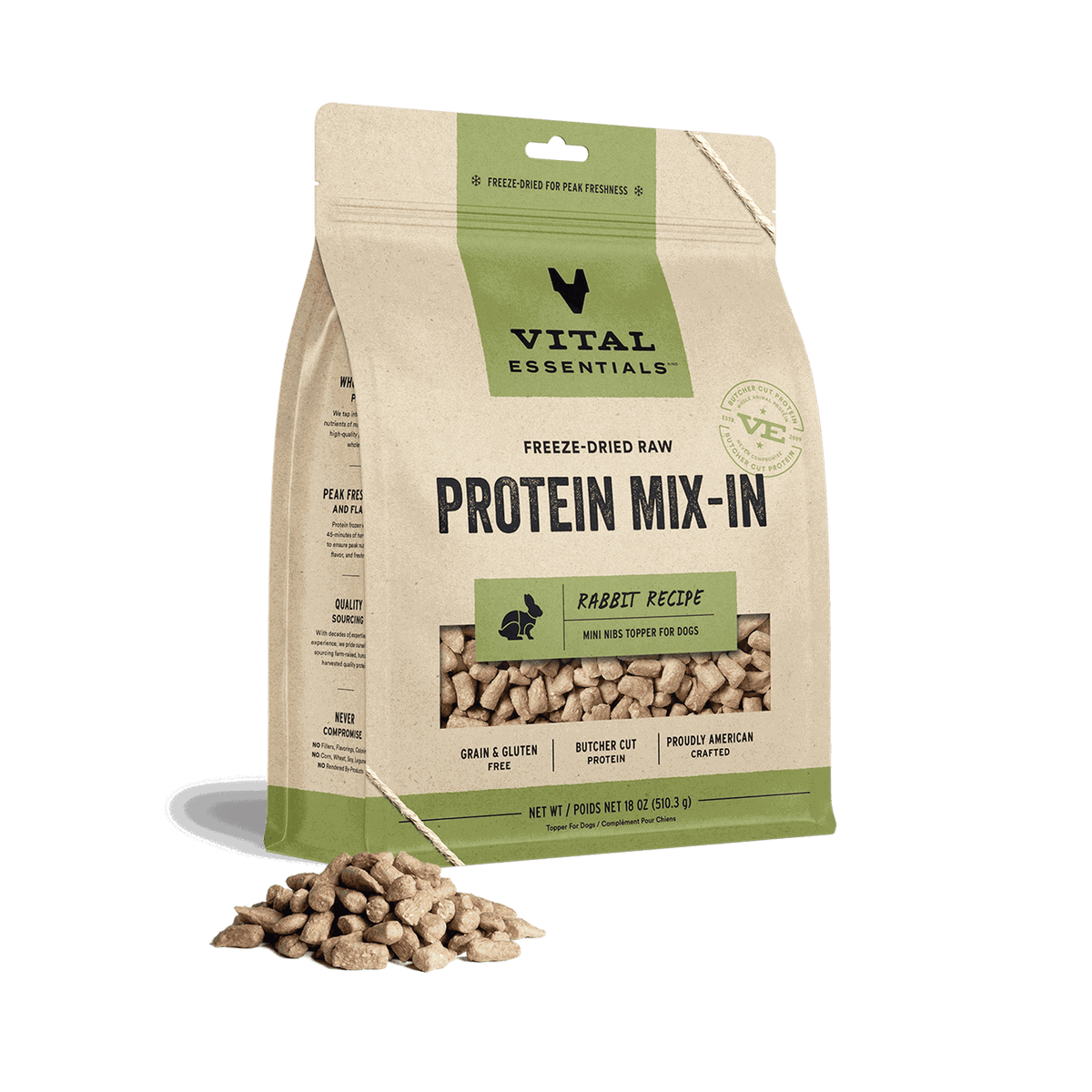 Vital Essentials Freeze-Dried Raw Protein Mix-In Rabbit Dog Meal Topper