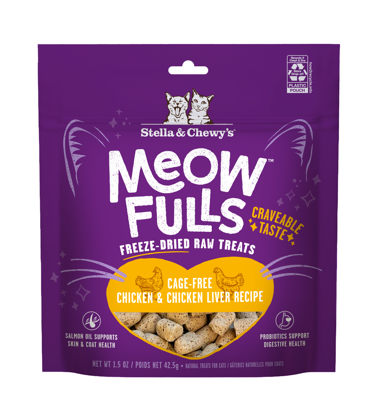 Stella &amp; Chewy&#39;s Freeze-Dried Raw Meowfulls Chicken &amp; Chicken Liver Cat Treats