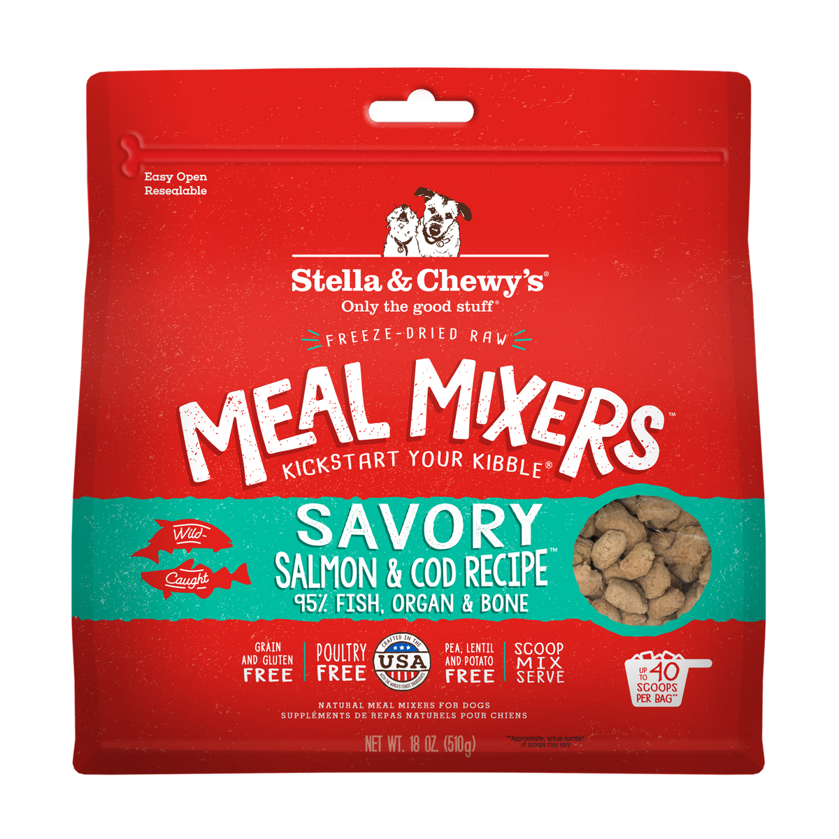 Stella &amp; Chewy&#39;s Freeze-Dried Raw Savory Salmon &amp; Cod Meal Mixers Dog Food Topper
