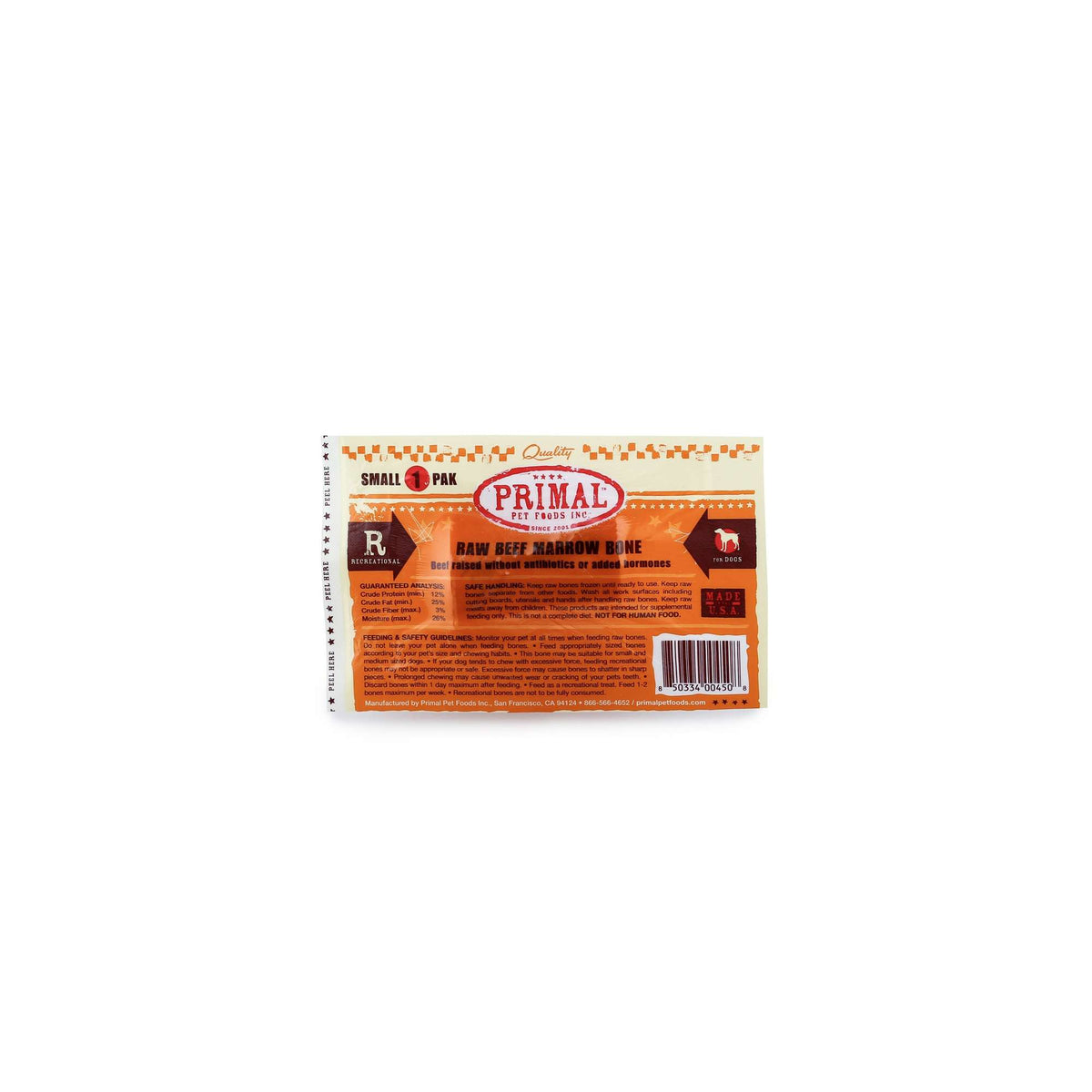 Primal Frozen Beef Bone Marrow Raw Dog Chew