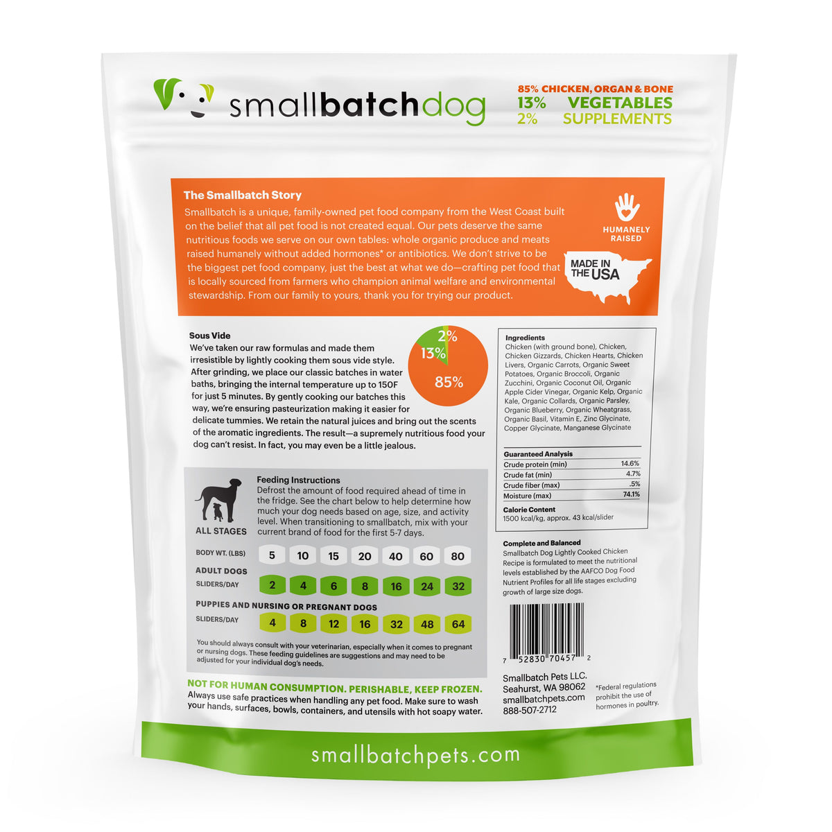 Small Batch Lightly Cooked Chicken Sliders Frozen Dog Food