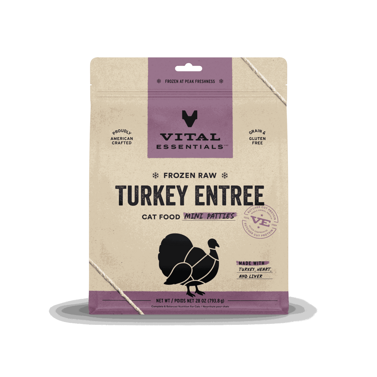 Vital Essentials Frozen Turkey Mini Patties Raw Cat Food