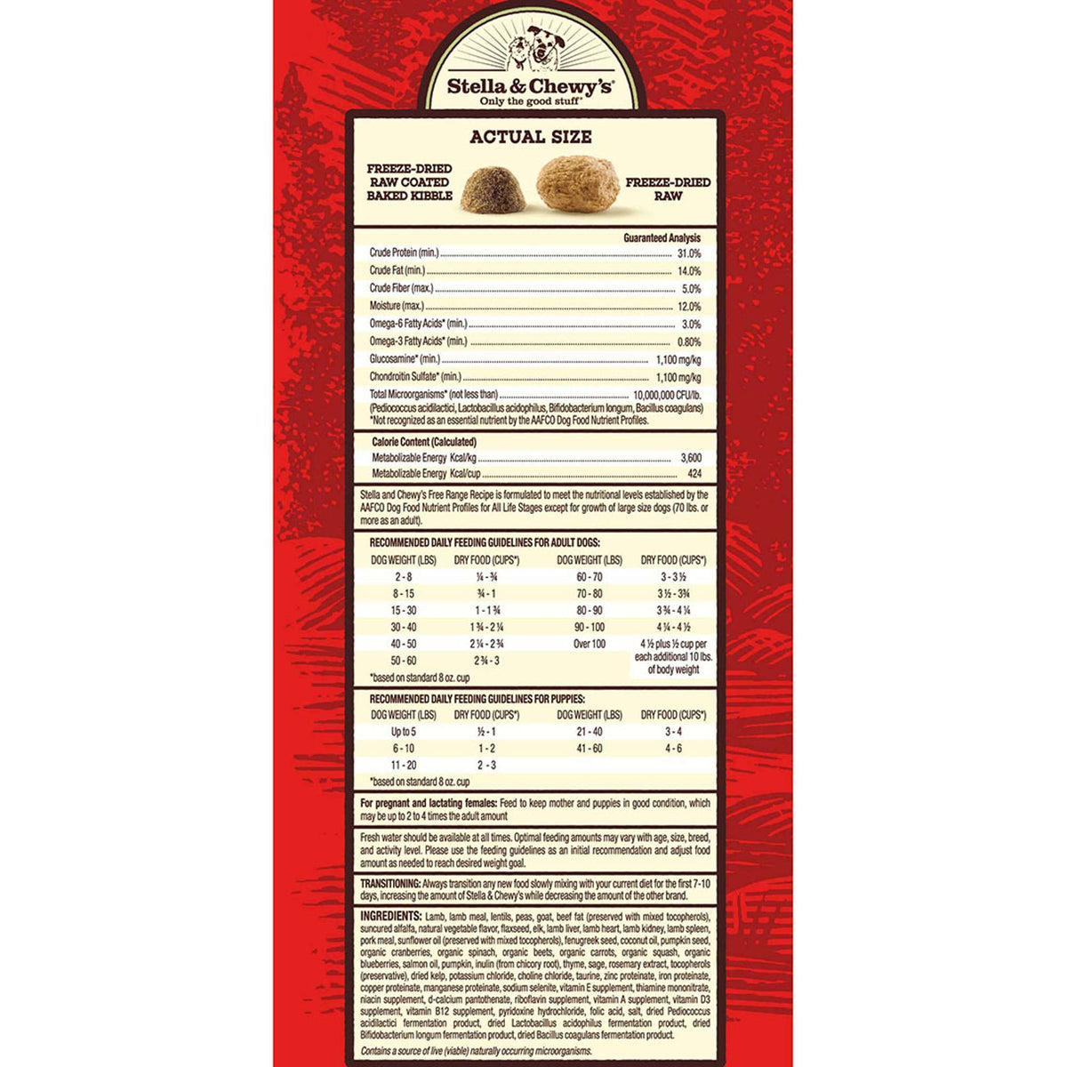 Stella &amp; Chewy&#39;s Kibble Raw Blend Free Range Lamb Dog Food