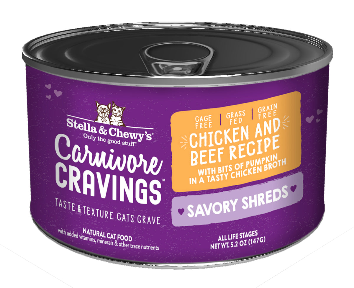 Stella &amp; Chewy&#39;s Carnivore Cravings Savory Shreds Chicken &amp; Beef Canned Cat Food