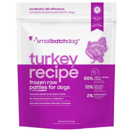 Small Batch Turkey Patties Frozen Raw Dog Food