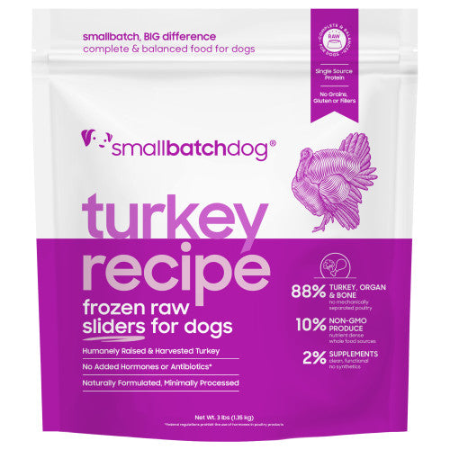 Small Batch Turkey Sliders Frozen Raw Dog Food