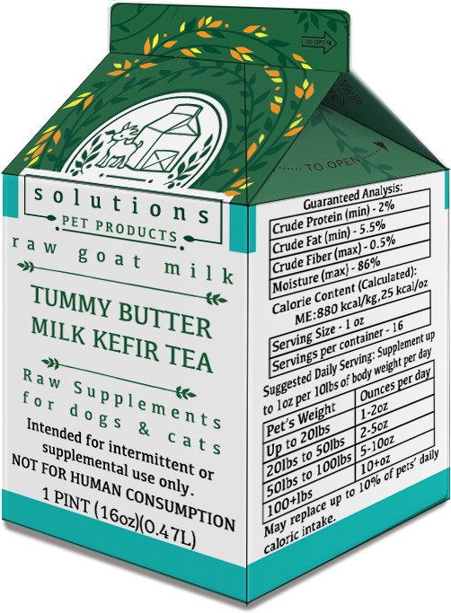 Solutions Pet Products Tummy Butter Tea Frozen Raw Goat Milk for Dogs and Cats