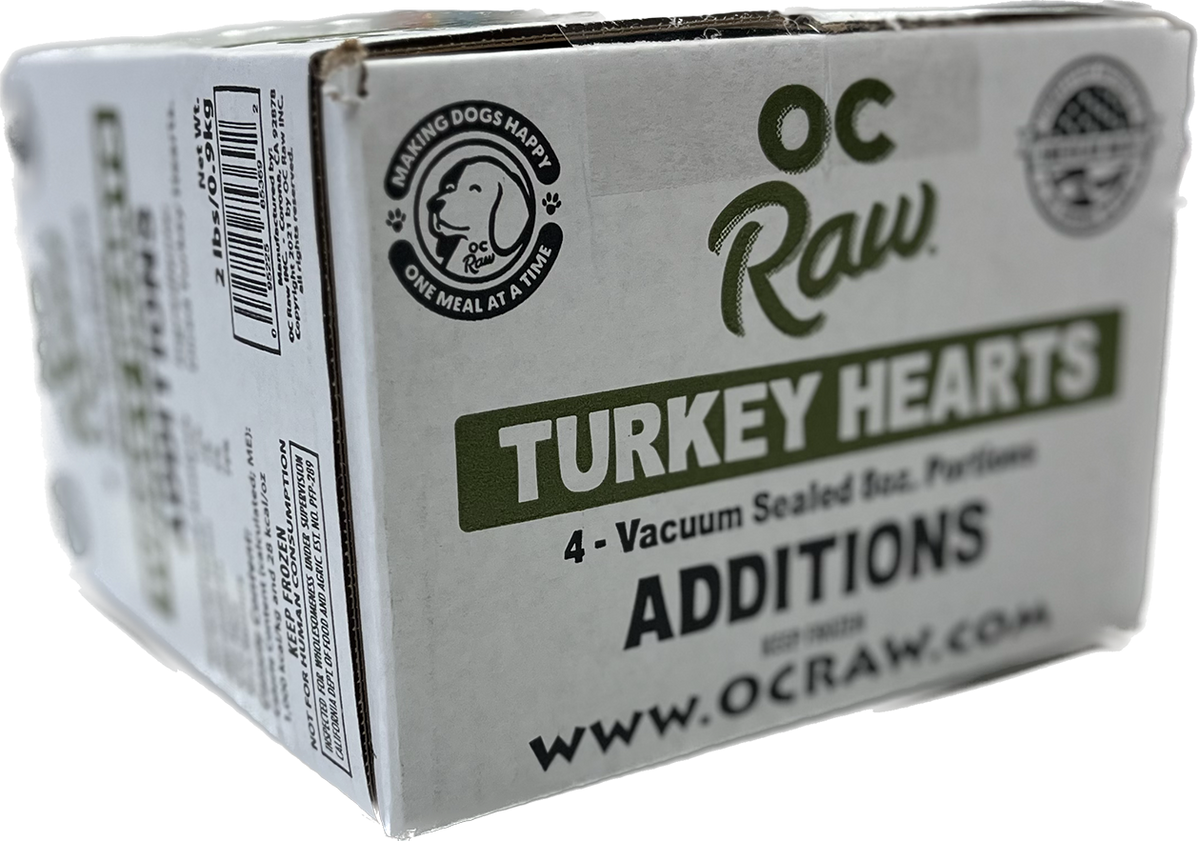 OC Raw Additions Frozen Raw Turkey Hearts for Dogs