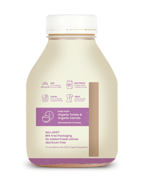 Small Batch Grain Free Frozen Turkey Bone Broth for Dogs &amp; Cats