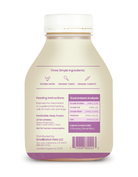 Small Batch Grain Free Frozen Turkey Bone Broth for Dogs &amp; Cats