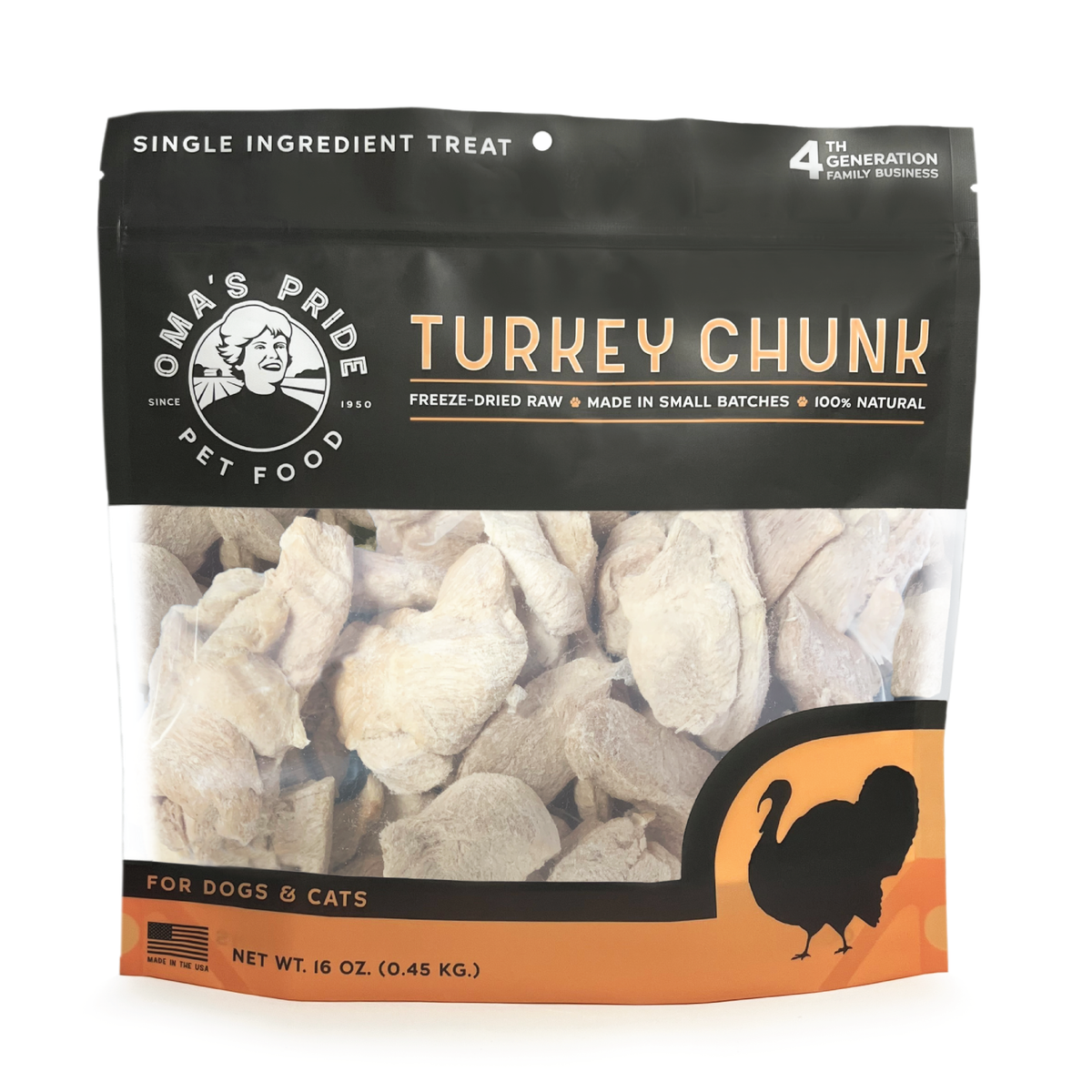Oma&#39;s Pride Freeze-Dried Raw Turkey Chunk Dog &amp; Cat Treats