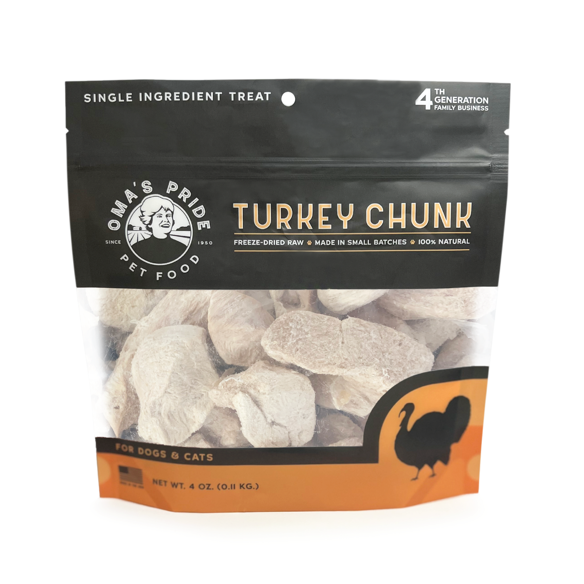 Oma&#39;s Pride Freeze-Dried Raw Turkey Chunk Dog &amp; Cat Treats