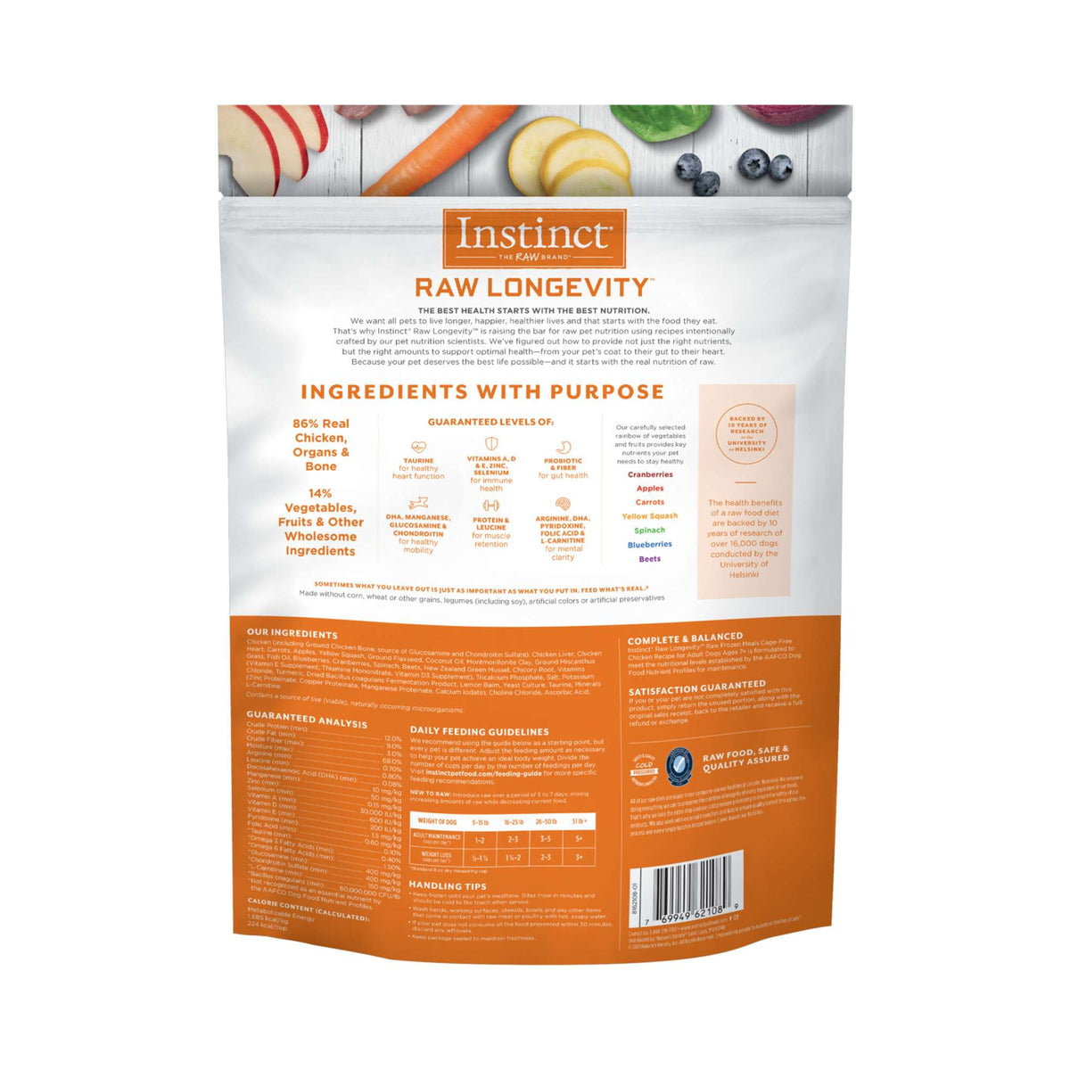 Instinct® Raw Longevity™ Raw Frozen Meals Cage-Free Chicken Recipe for Adult Dogs Ages 7+