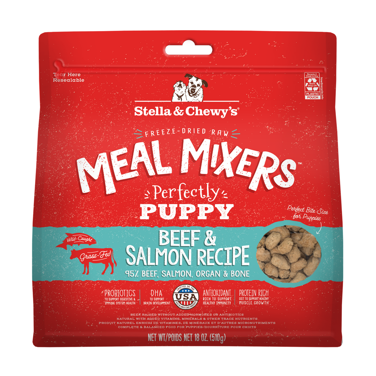 Stella &amp; Chewy&#39;s Freeze-Dried Raw Puppy Beef and Salmon Meal Mixers Dog Food Topper
