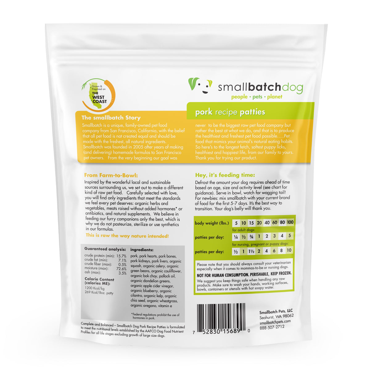 Small Batch Pork Patties Frozen Raw Dog Food