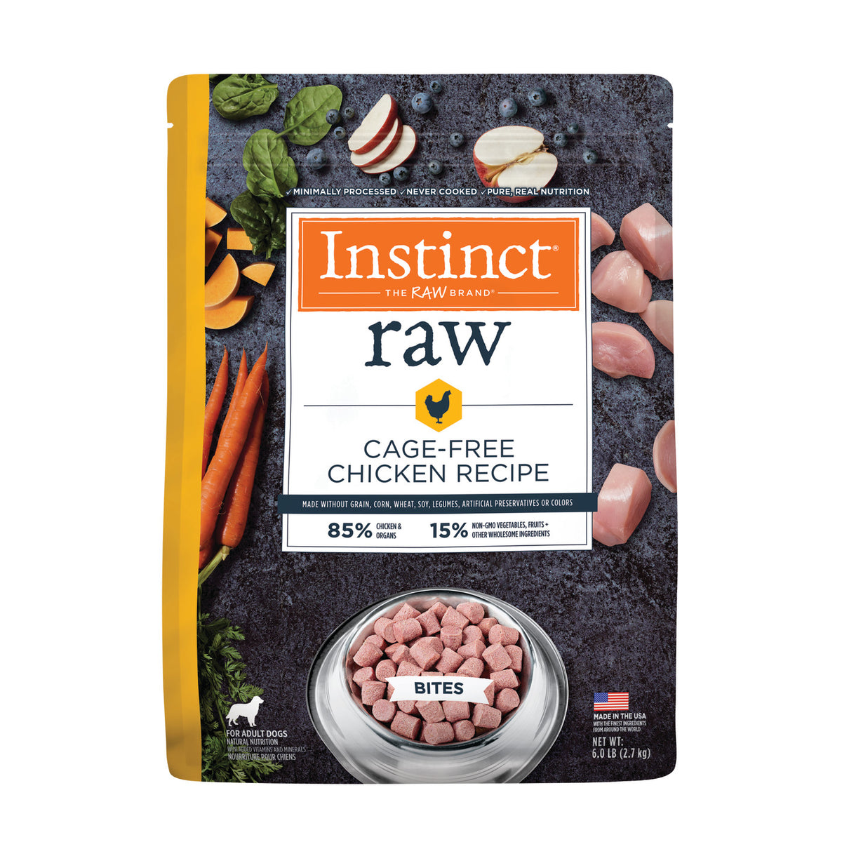 Instinct Frozen Raw Bites Grain-Free Cage-Free Chicken Recipe Dog Food