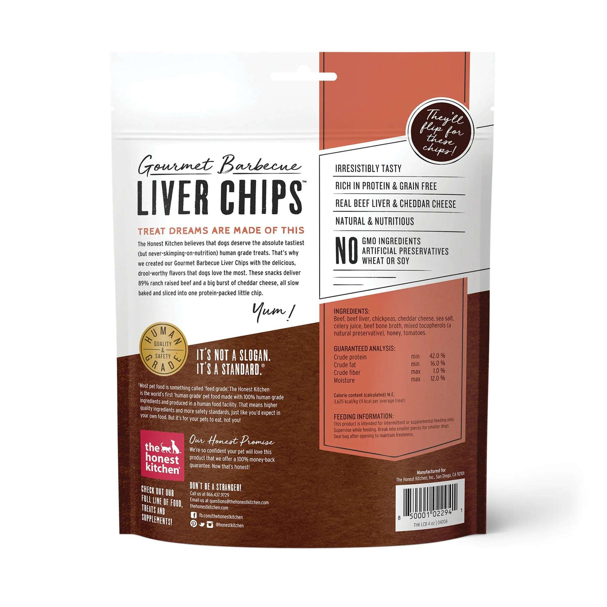 The Honest Kitchen Gourmet Barbeque Liver Chips Beef Liver &amp; Cheddar Dog Treats