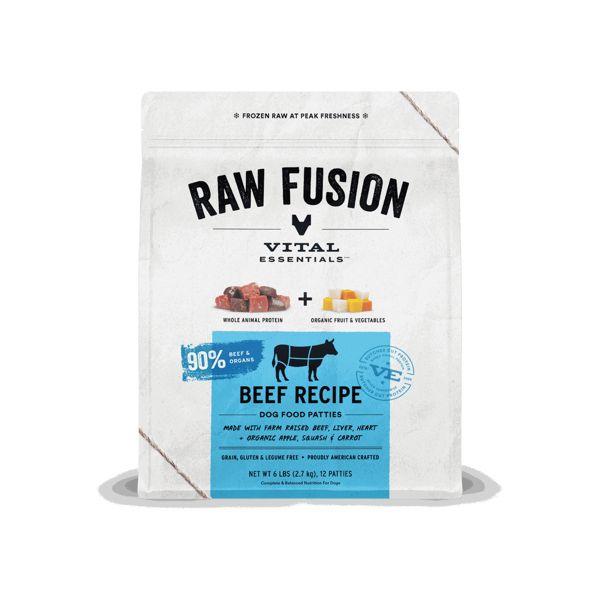 Vital Essentials Frozen Raw Fusion Beef Patties Dog Food