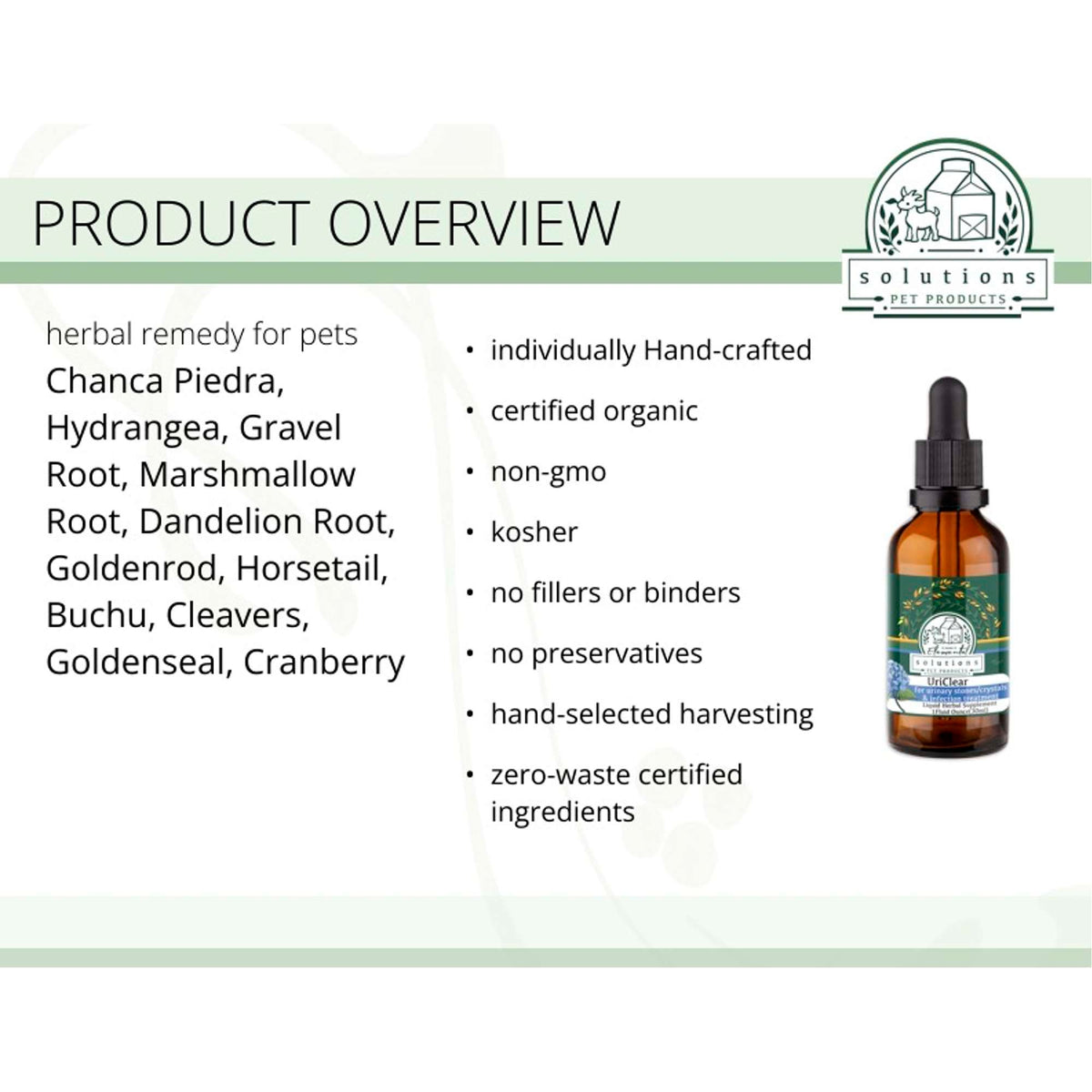 Solutions Pet Products UriClear Liquid Herbal Supplement for Dogs &amp; Cats