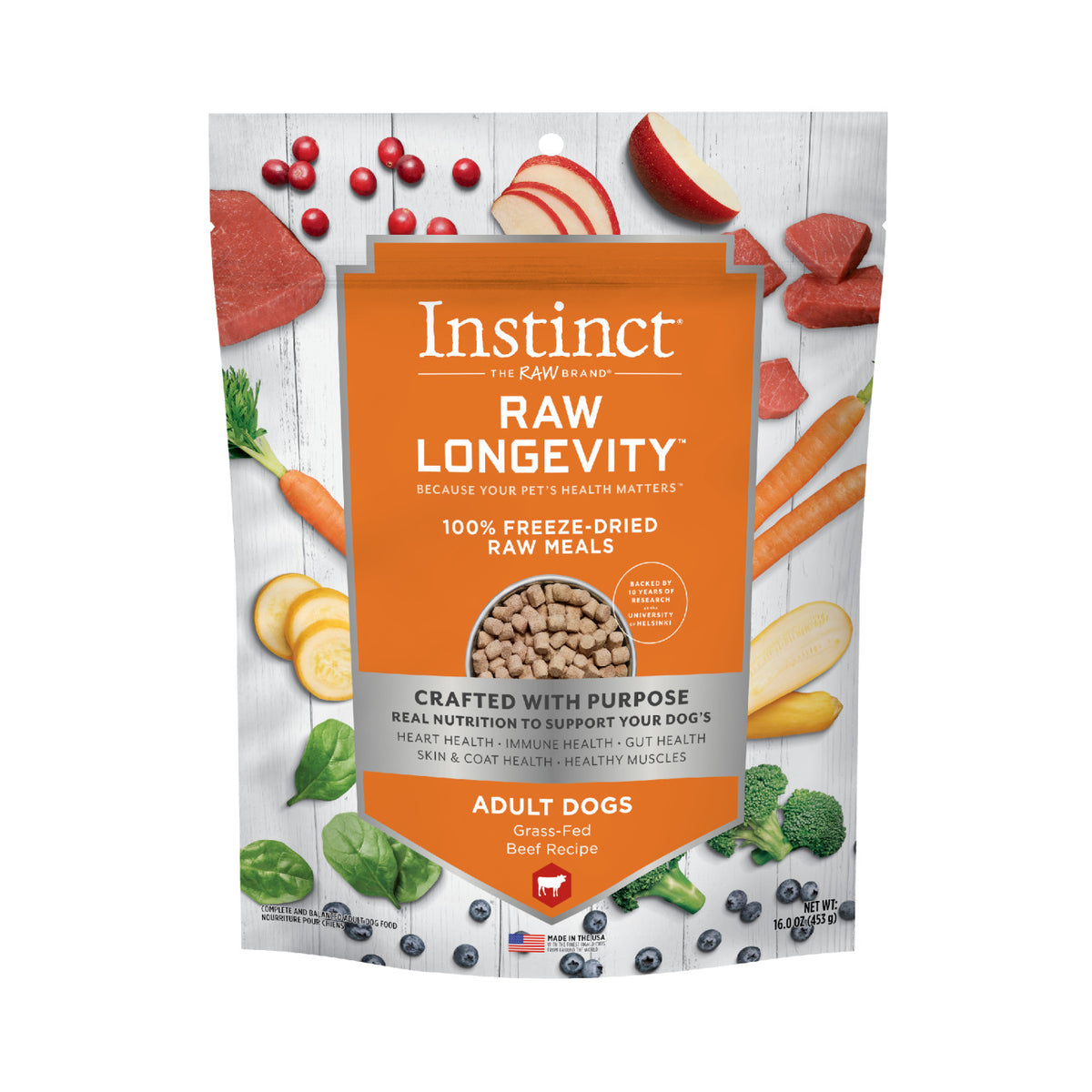 Instinct® Raw Longevity™ 100% Freeze-Dried Raw Meals Grass-Fed Beef Recipe for Dogs