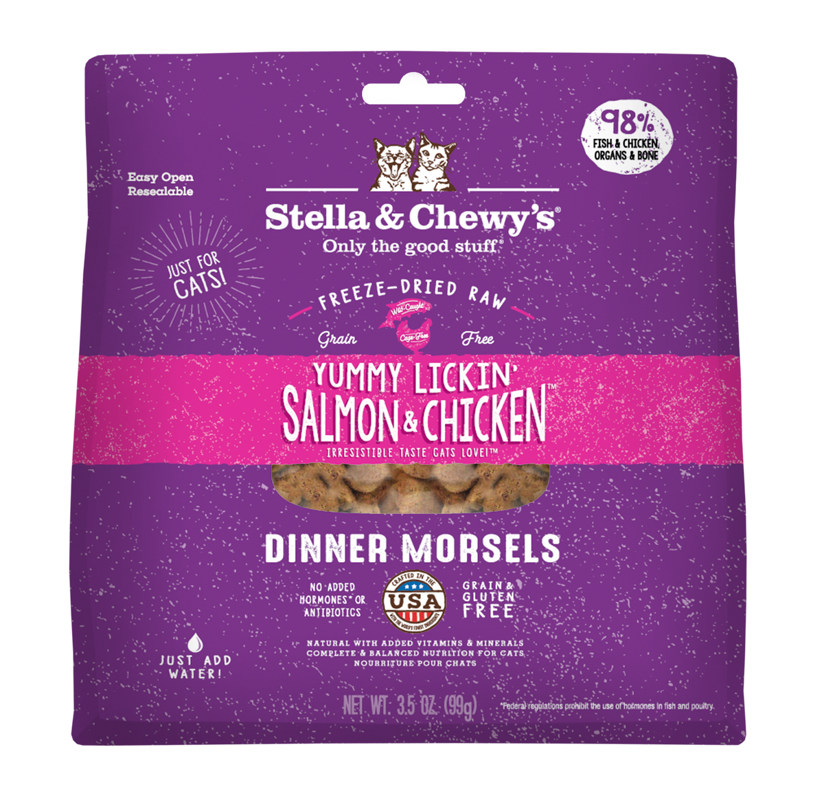 Stella &amp; Chewy&#39;s Freeze-Dried Raw Yummy Lickin Salmon &amp; Chicken Dinner Morsels Cat Food