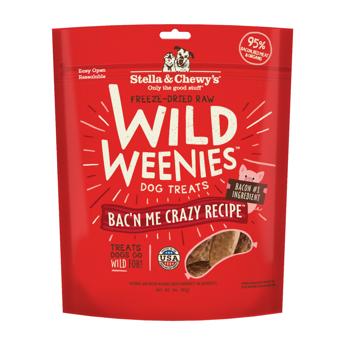 Stella &amp; Chewy&#39;s Freeze-Dried Raw Wild Weenies Bac&#39;n Me Crazy Dog Treats