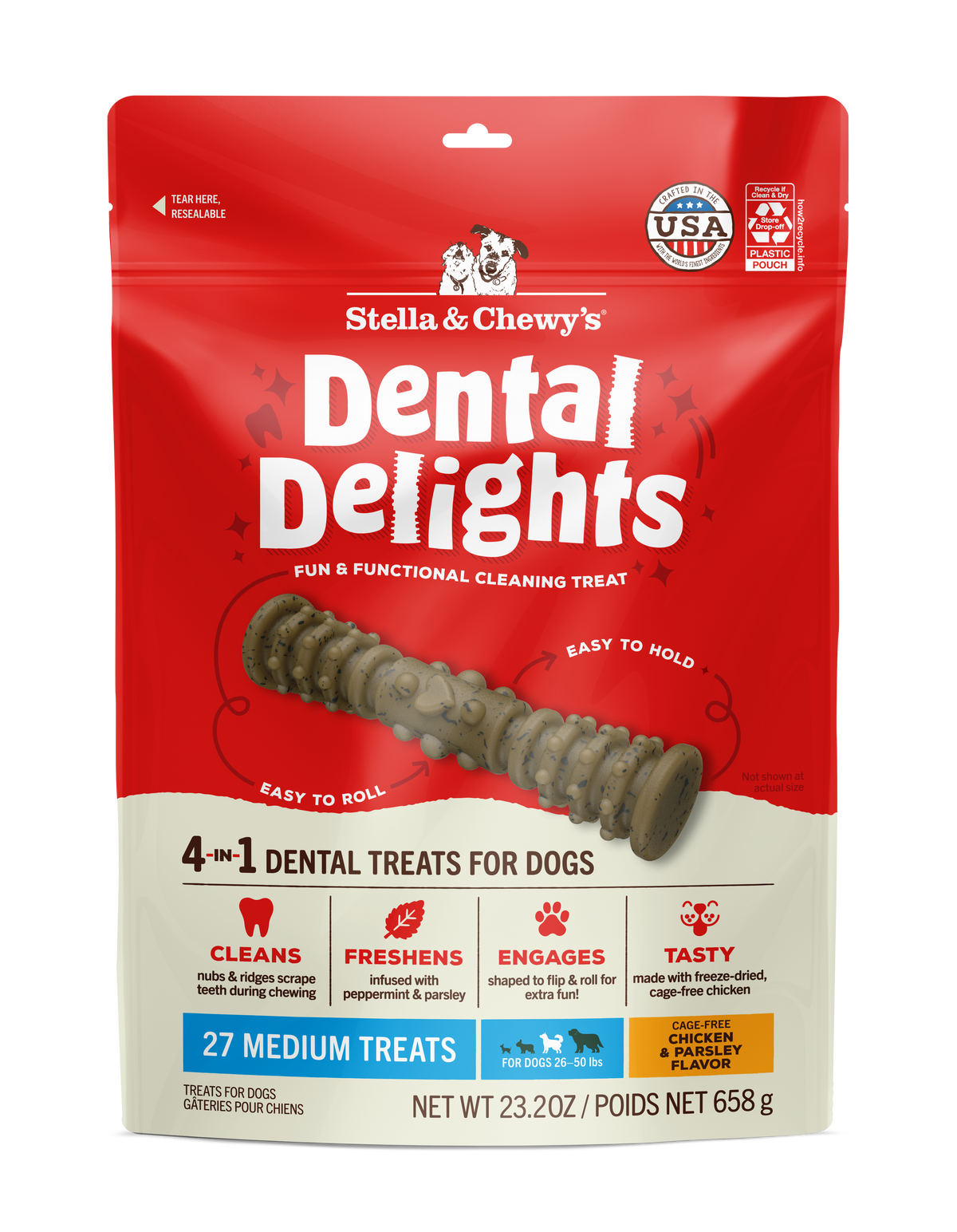 Stella &amp; Chewy&#39;s Dental Delights Medium Dog Chews