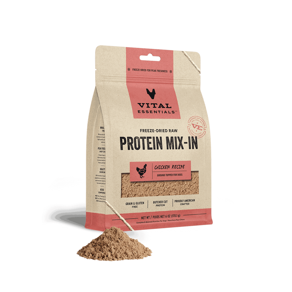 Vital Essentials Freeze-Dried Raw Protein-Mix In Ground Chicken Dog Meal Topper