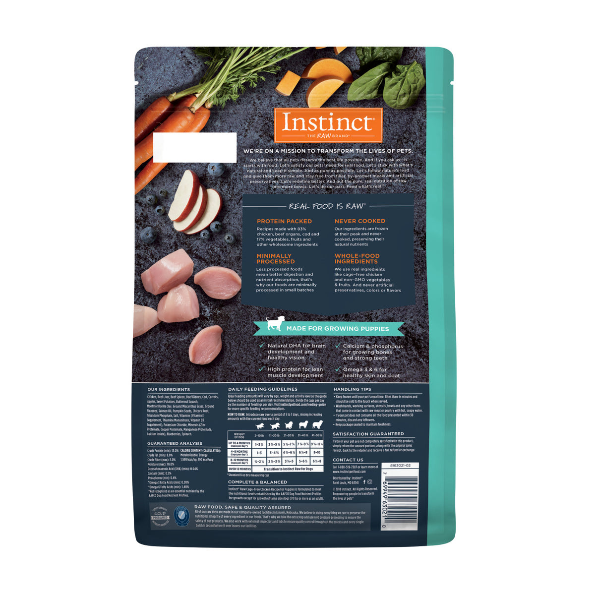 Instinct Frozen Raw Bites Puppy Grain-Free Cage-Free Chicken Recipe Dog Food