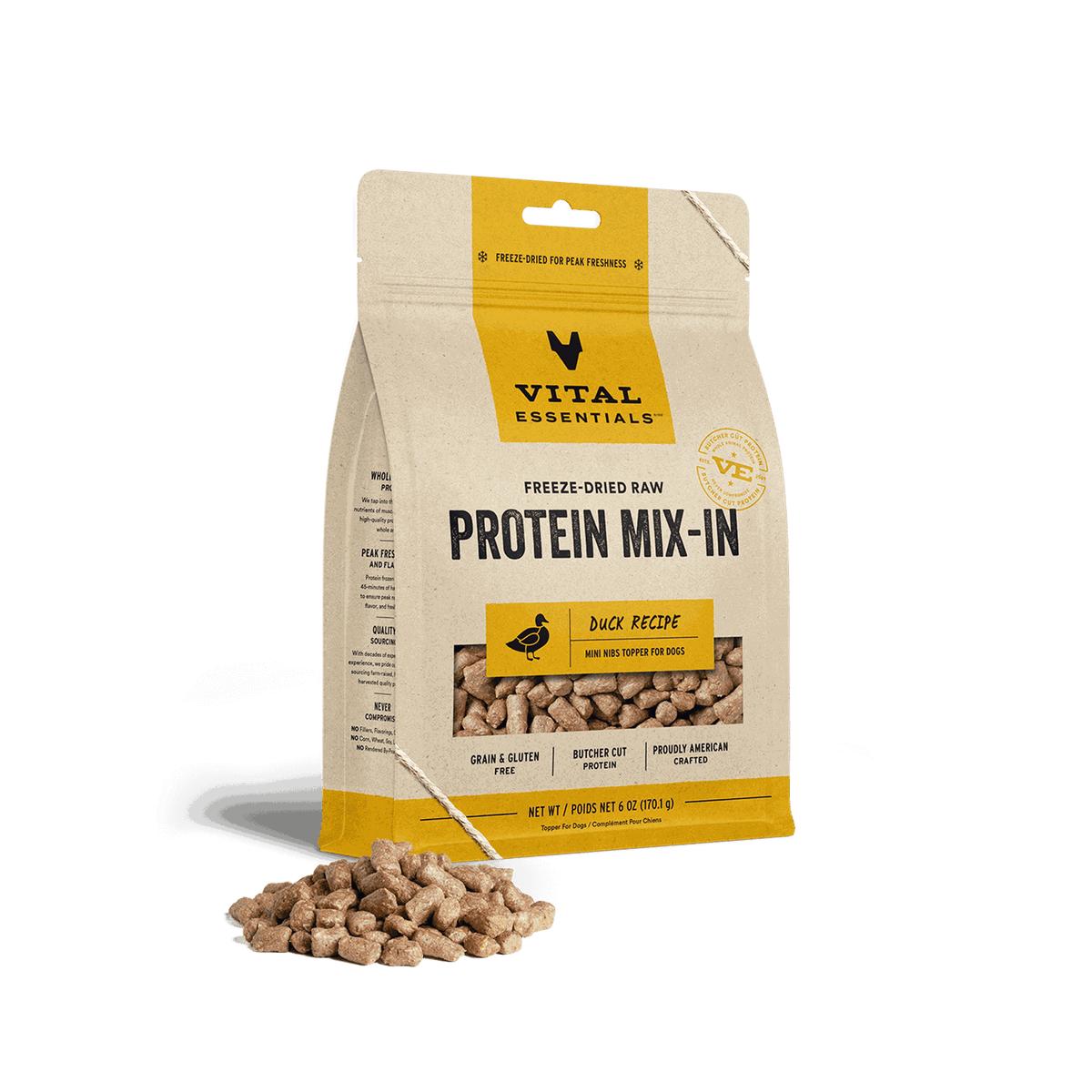 Vital Essentials Freeze-Dried Raw Protein Mix-In Duck Dog Meal Topper