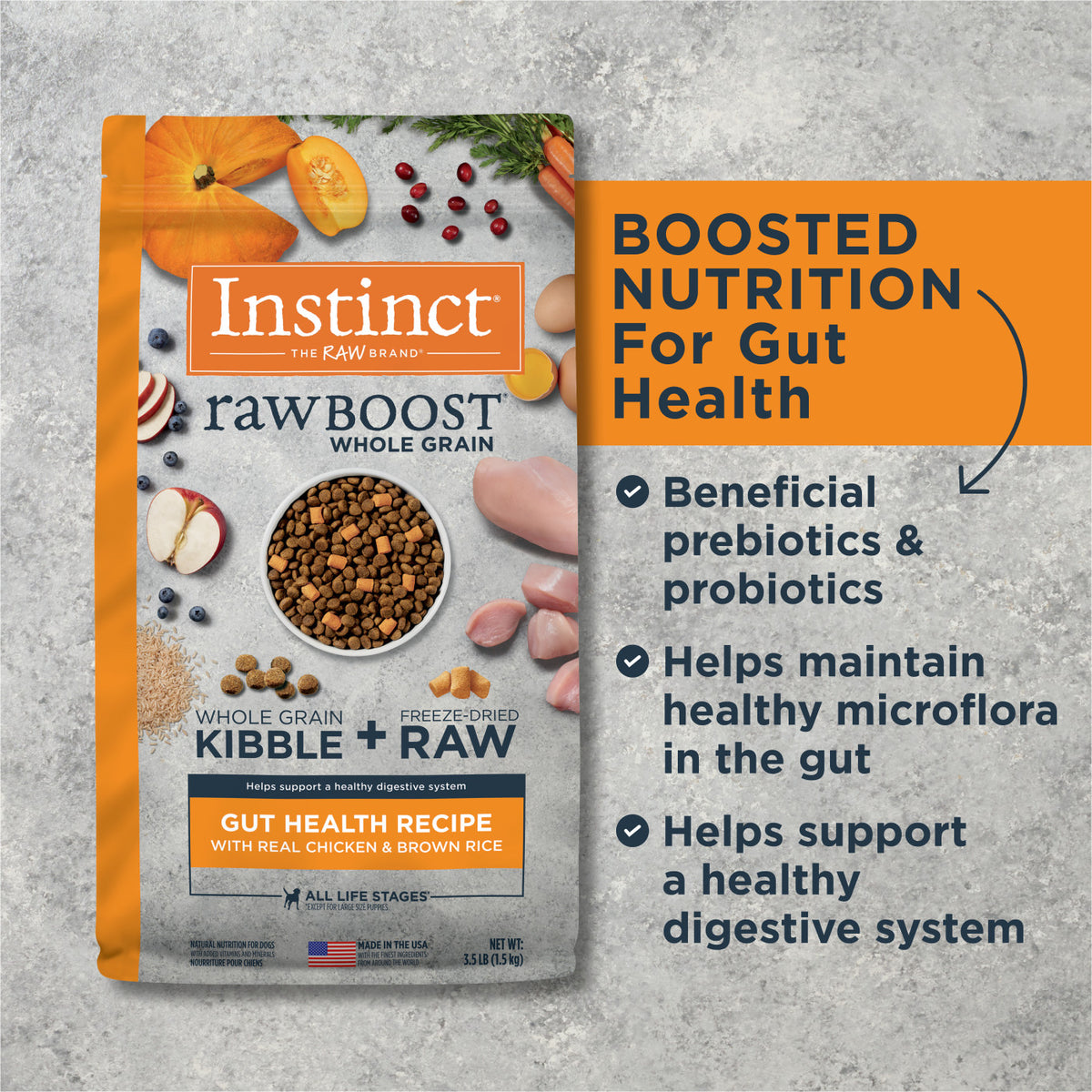 Instinct Raw Boost Whole Grain Gut Health Recipe with Real Chicken Dry Dog Food