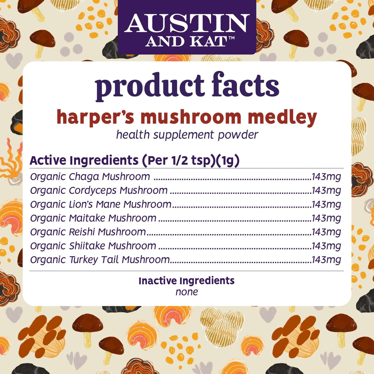 Austin and Kat Mushroom Medley Immunity Powder for Dogs &amp; Cats