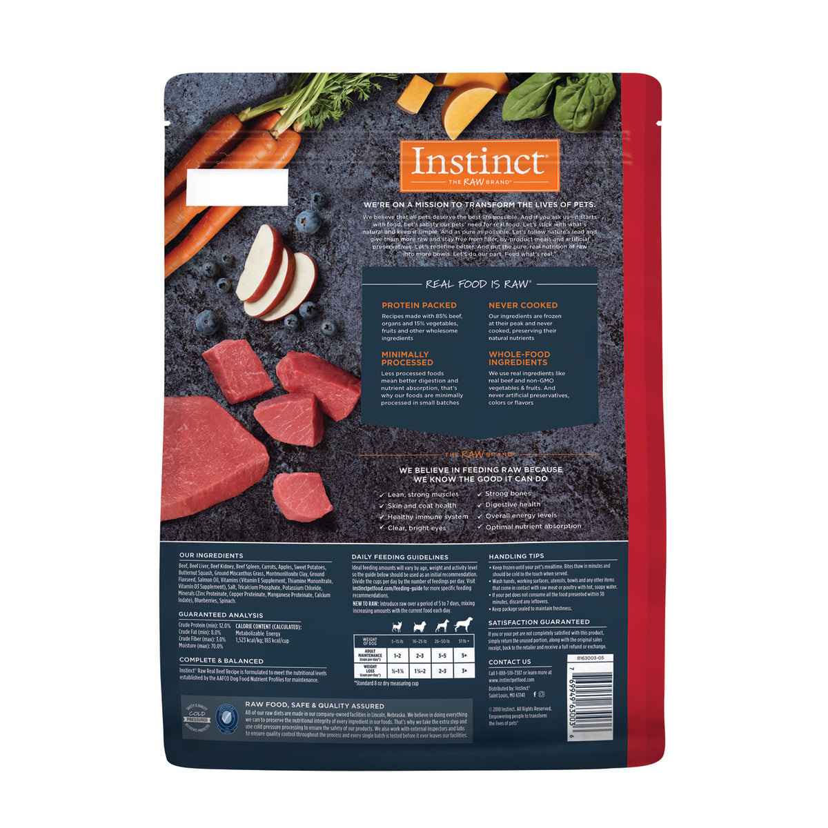 Instinct Frozen Raw Bites Grain-Free Real Beef Recipe Dog Food