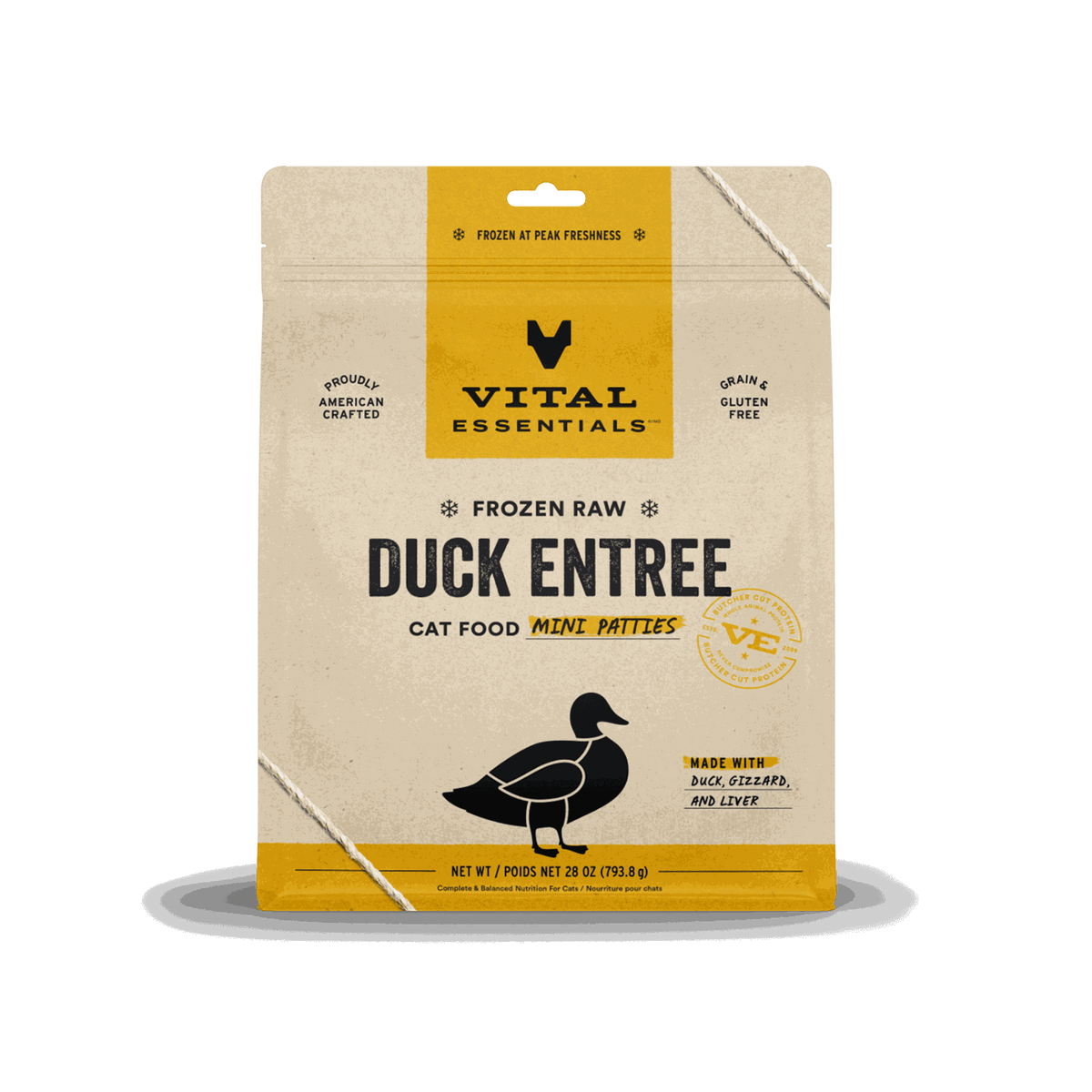 Vital Essentials Frozen Duck Mini Patties Raw Cat Food