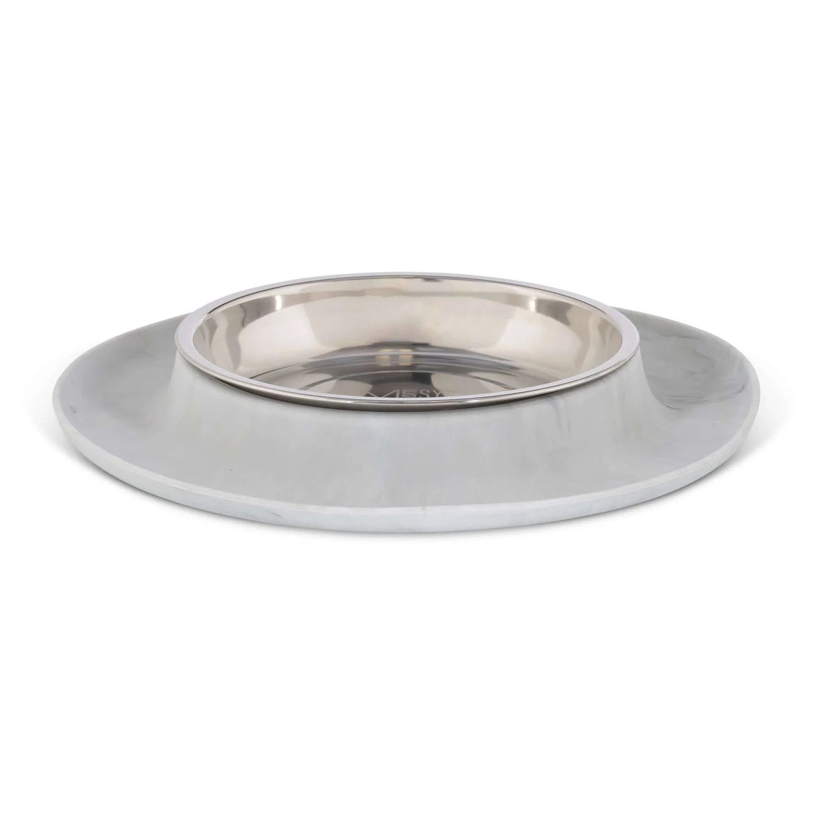 Messy Mutts Single Silicone Cat Bowl with Non-Toxic Stainless Steel Saucer Shaped Bowl